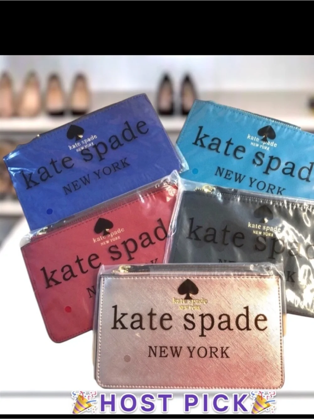kate spade Black Logo Wristlet Pouch